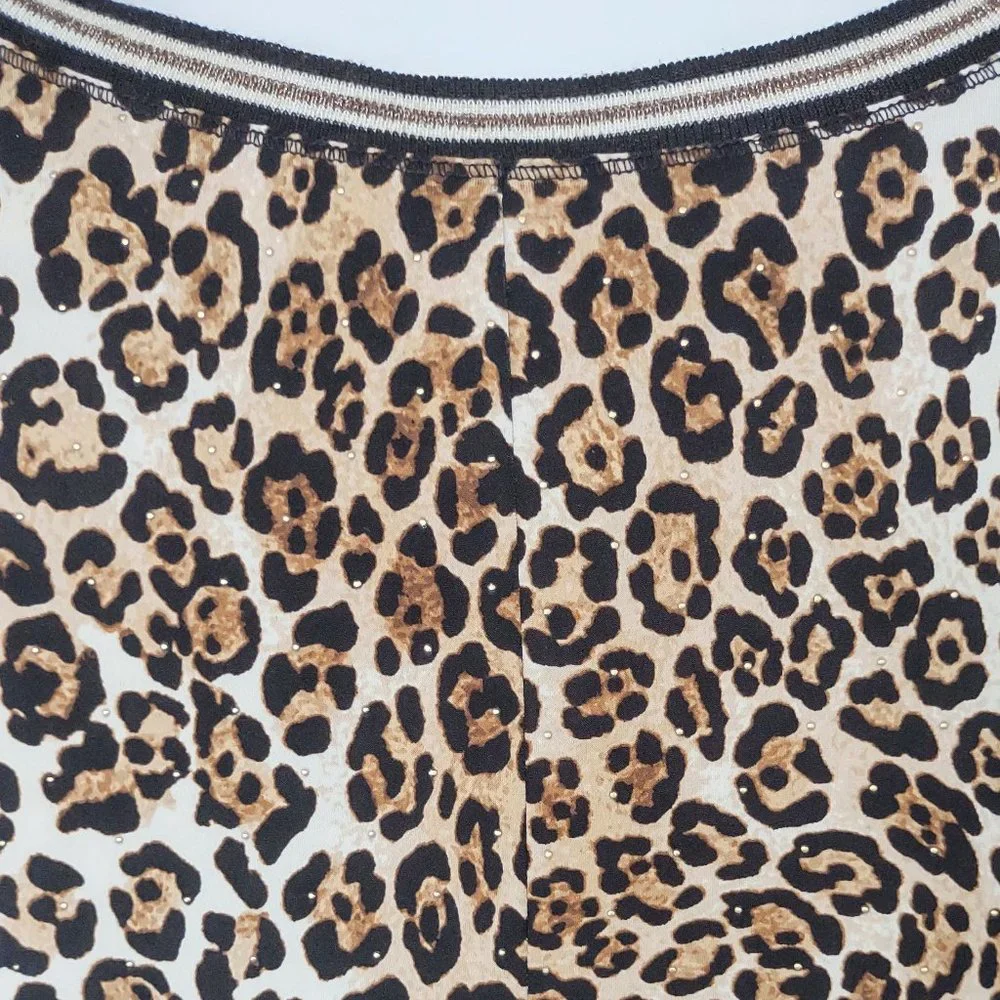 Ruby Rd Gold Metallic Accented Animal Print Tunic Top L Large EUC Stretch - Picture 7 of 7